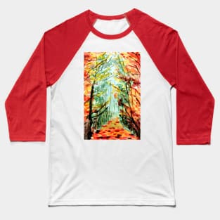 Fall in the forest watercolor pattern Baseball T-Shirt